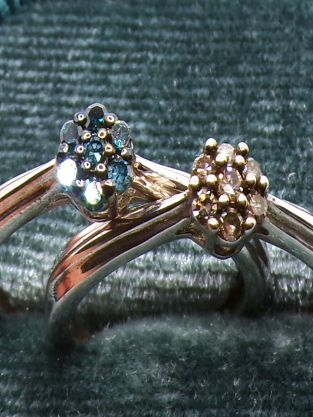 2 Sterling Silver Natural Diamond Cluster Band Ring: Stackable Size 8